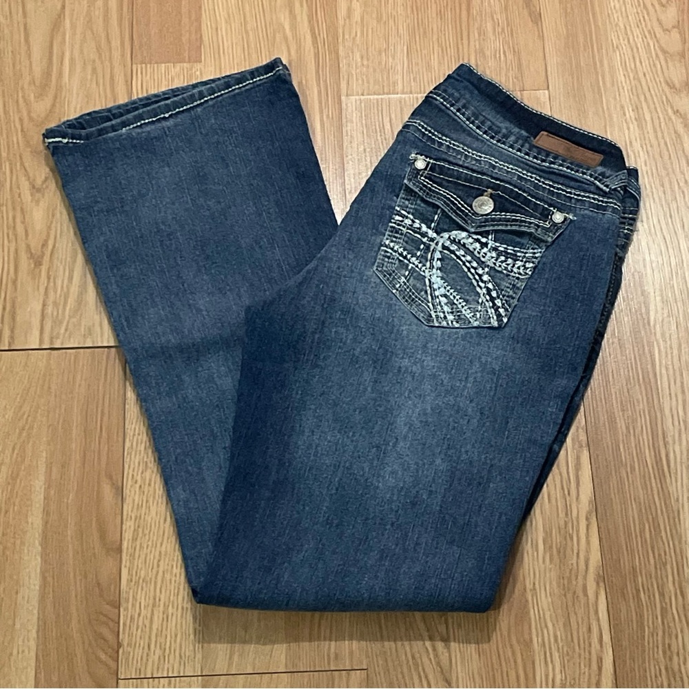 WallFlower Women’s Bootcut Jeans 13 (33x30) Medium Blue Denim Western Cowgirl